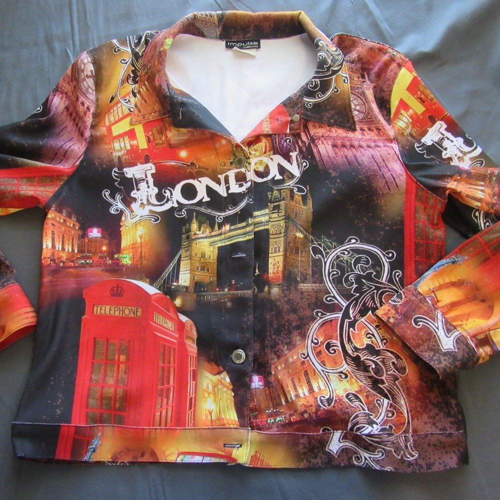 Womens Vtg Impulse California London Print Jacket Sz L